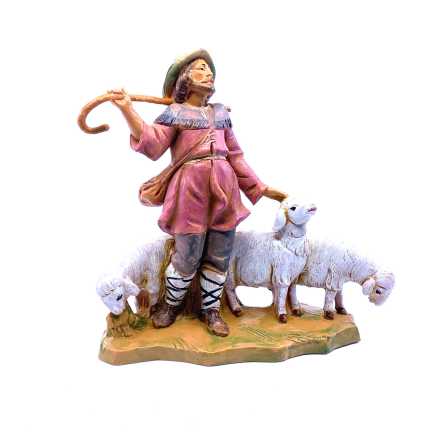 Pastore con gregge di pecore - 259 - Statue Fontanini cm 12