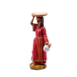 Shepherdess with flask and basket on her head - 50 - Fontanini figurines, 6.5 cm