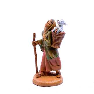 Shepherdess with staff and lamb - 34 - Fontanini figurines, 6.5 cm