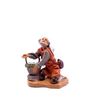 Pastore in ginocchio con cesto - 46 - Statue Fontanini cm 6.5