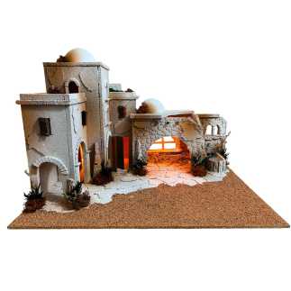 Presepe arabo con fontana e luce per statuine 12/13 cm