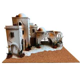 Presepe arabo con fontana e luce per statuine 12/13 cm