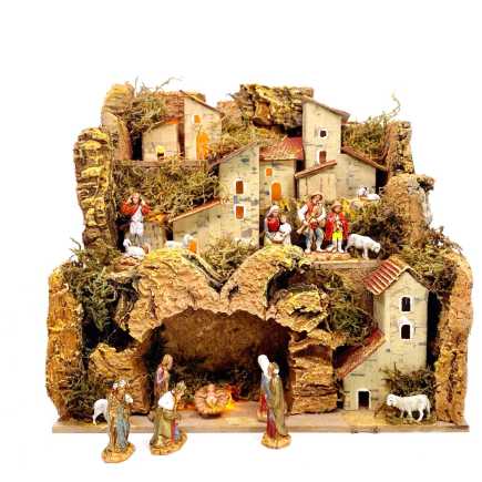 Mini presepe con Natività Landi 3.5 cm - 20 x 14 x 18 cm