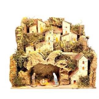 Mini presepe con Natività Landi 3.5 cm - 20 x 14 x 18 cm