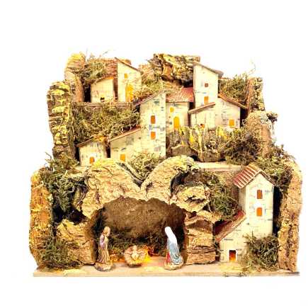 Mini presepe con Natività Landi 3.5 cm - 20 x 14 x 18 cm