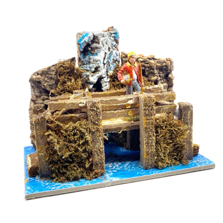 Bridge over a river for 3.5–8 cm nativity figurines.