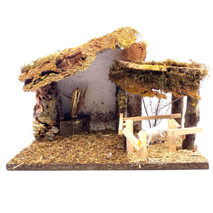 Capanna con recinto e pecora 33 x 18 x 24 cm