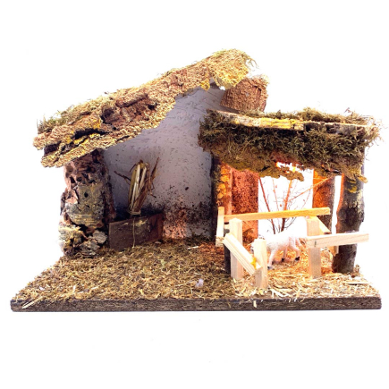 Capanna con recinto e pecora 33 x 18 x 24 cm