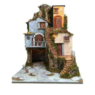 Nativity scene with lights on 3 levels, 45 x 52 x 70 cm