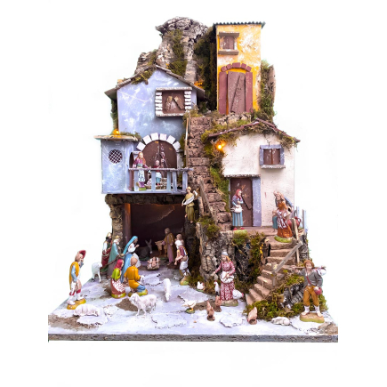 Presepe con luci su 3 livelli 45 x 52 x 70 cm