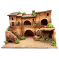 Presepe 38 x 28 x 28 cm incluse statuine 6 e 8 cm e luci con fontana funzionante