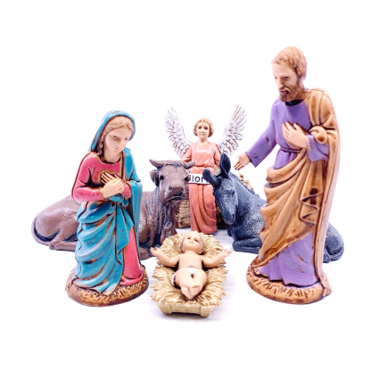 Nativity scene, 6 figures, 10 cm, classic Landi Moranduzzo style