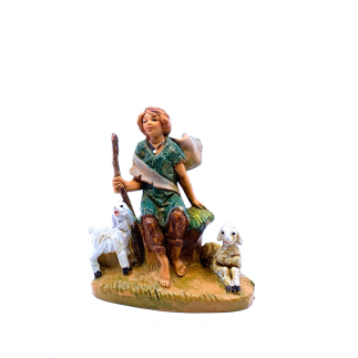 Pastore seduto con pecora e agnellino – 849 – Statue Fontanini cm 9.5