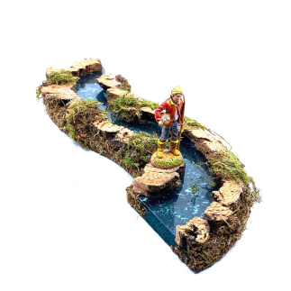 Modular nativity scene river - Double curve 30 cm