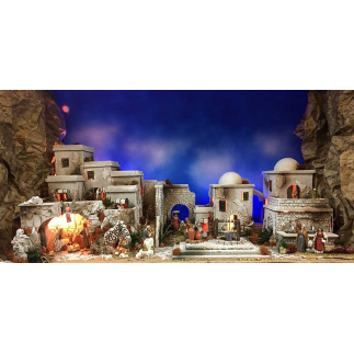 Complete Arab (Palestinian) nativity scene for 10 cm and 6.5 cm figurines