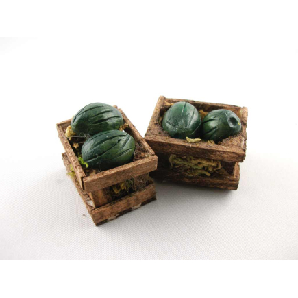 Crate of green melons