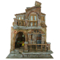 House for 10 cm figures with light points and fire effect