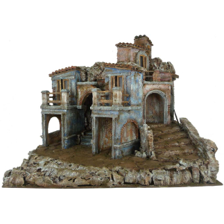 Group of houses with lighting for 10 cm figures