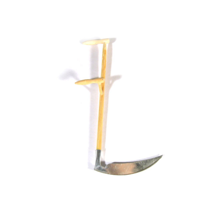 Wood and metal sickle, 11–12 cm