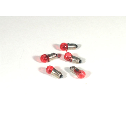 Packet of 5 red bulbs, E5.5 fitting – 3.5–4.5 volts