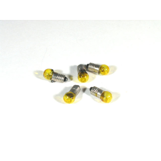 Pack of 5 yellow bulbs, E5.5 screw base, 3.5–4.5 volts