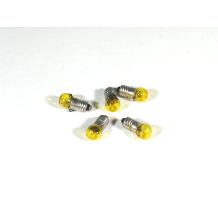 Pack of 5 yellow bulbs, E5.5 screw base, 3.5–4.5 volts