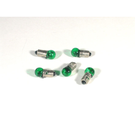 Pack of 5 green bulbs with E5.5 fitting - 3.5-4.5 volts