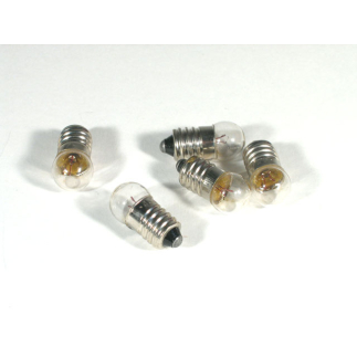 Pack of 5 white bulbs, E10 fitting - 3.5-4.5 volts