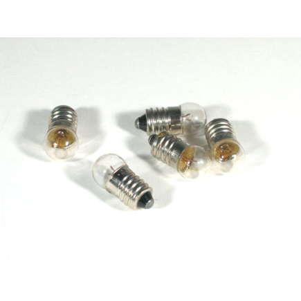 Pack of 5 white bulbs, E10 fitting - 3.5-4.5 volts