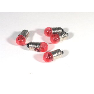 Pack of 5 red bulbs, E10 fitting - 3.5-4.5 volts
