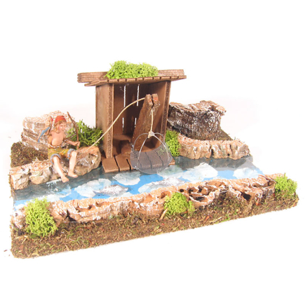 Modular river - Straight element with fisherman
