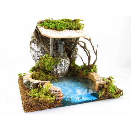 Modular river with covered fountain