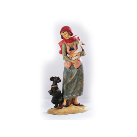 Woman with dog, 52 cm - Fontanini statues