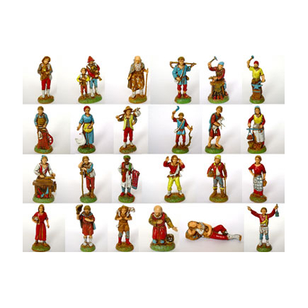 24 Shepherd Figures, 6 cm - Landi Moranduzzo Figurines