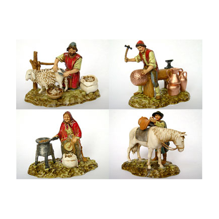 Trades, 4 subjects, 10 cm - Landi Moranduzzo figurines