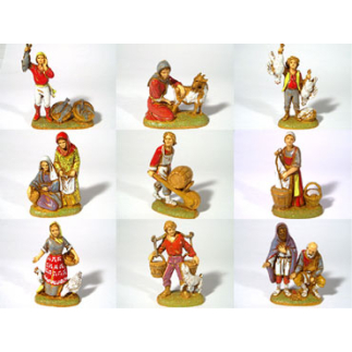 Nine assorted 6 cm figures - Landi Moranduzzo figurines