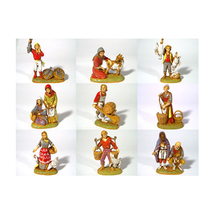 Nine assorted 6 cm figures - Landi Moranduzzo figurines