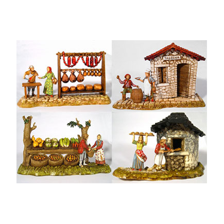 4-figure compositions, 6 cm - Landi Moranduzzo figurines