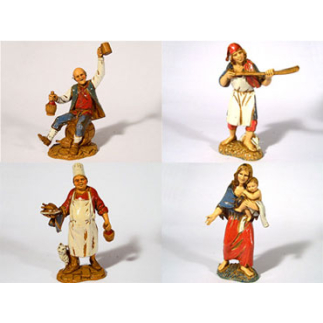Shepherds, 4 figures, 10 cm - Landi Moranduzzo figurines