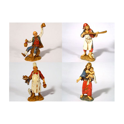 Shepherds, 4 figures, 10 cm - Landi Moranduzzo figurines