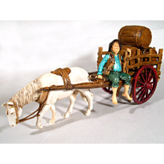 Cart group with barrels, 10 cm - Landi Moranduzzo figurines