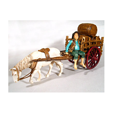 Cart group with barrels, 10 cm - Landi Moranduzzo figurines