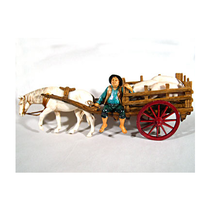 Cart group with pigs, 10 cm - Landi Moranduzzo figurines