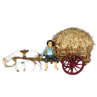 Cart group with hay 10 cm - Landi Moranduzzo figurines