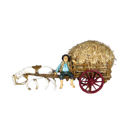 Cart group with hay 10 cm - Landi Moranduzzo figurines