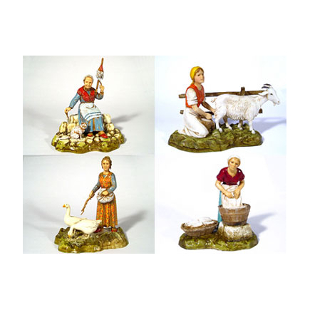 Women's occupations, 4 figures, 10 cm - Landi Moranduzzo figurines