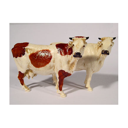 2 assorted cows, 10 cm - Landi Moranduzzo figurines