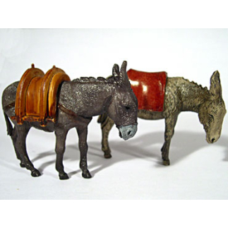 2 assorted 10 cm donkeys - Landi Moranduzzo figurines