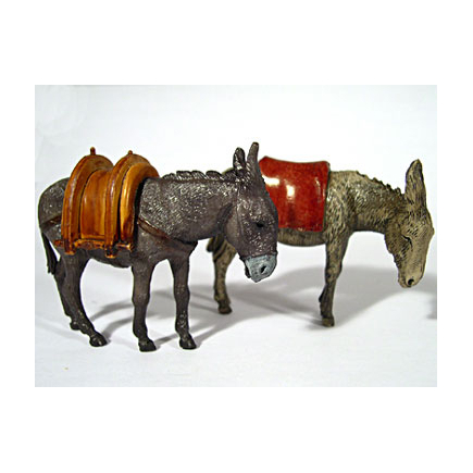 2 assorted 10 cm donkeys - Landi Moranduzzo figurines