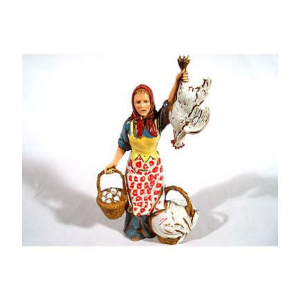 Trades, 6 figures - Chicken seller, 10 cm - Landi Moranduzzo figurines